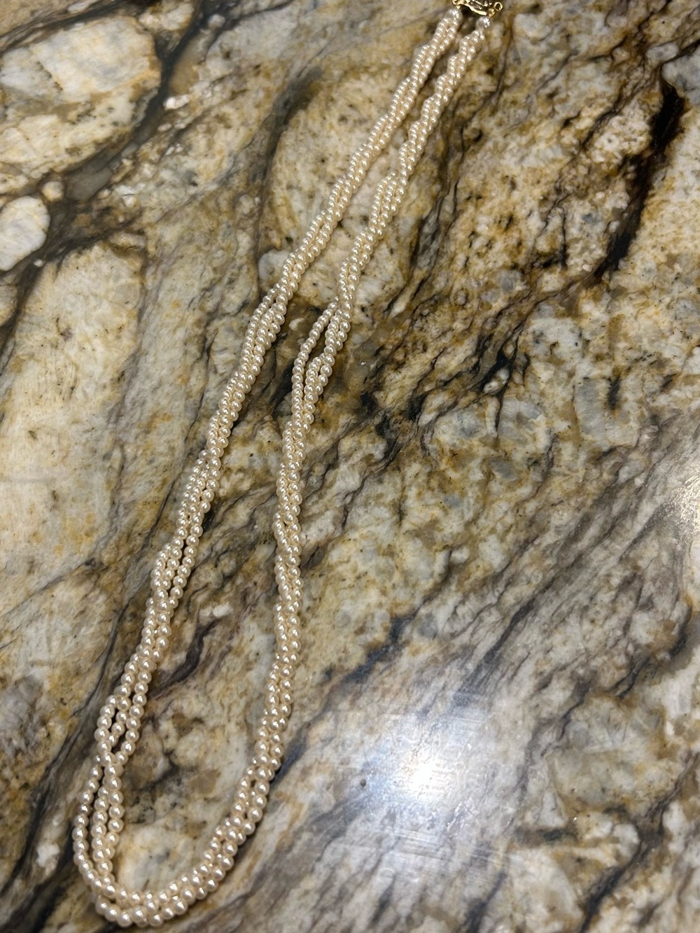Multi-Strand Twisted Cream Pearl Necklace